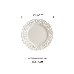 Hollow Relief Plate Afternoon Tea Tableware Dessert Plate Western Cuisine Plate Dim Sum Plate West Point Plate Muselune