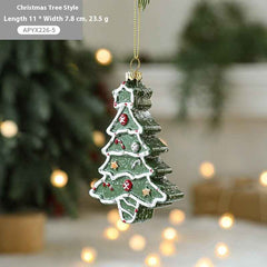 Christmas Tree Painted Plastic Decorations Pendant