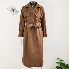 Vintage Double Breasted Lapel Shift Long Coat With Belt The Muse
