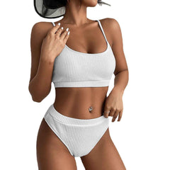 Ribbed High Waist Bikini Set – Push-Up, Sexy Cut, Trendy Swimwear - Muselune