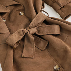 Vintage Double Breasted Lapel Shift Long Coat With Belt The Muse