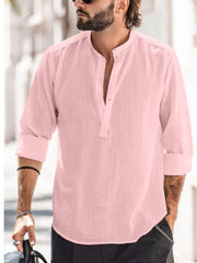 Men’s Stand Collar Shirt – Casual, Solid & Sleek - Muselune