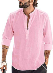 Men’s Stand Collar Shirt – Casual, Solid & Sleek - Muselune