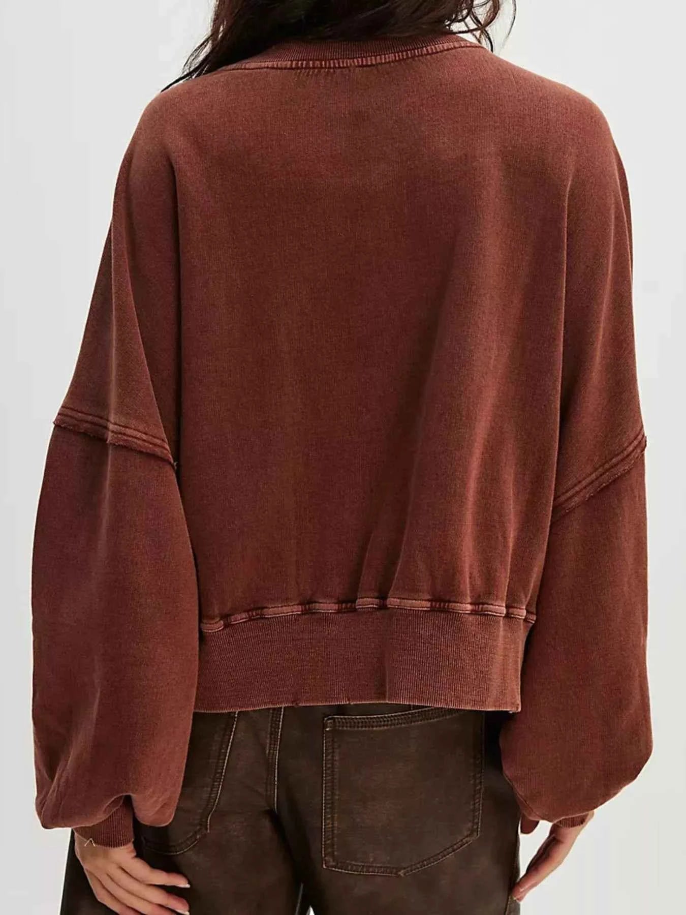 Printed Round Neck Dropped Shoulder Sweatshirt