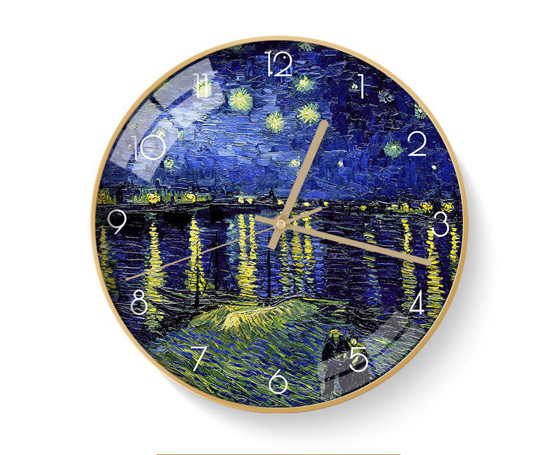 Van Gogh's Famous Painting, Harvest, Starry Sky, Silent Cartoon Clock The Muse