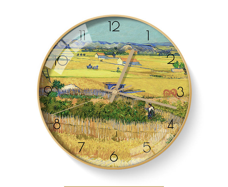 Van Gogh's Famous Painting, Harvest, Starry Sky, Silent Cartoon Clock The Muse