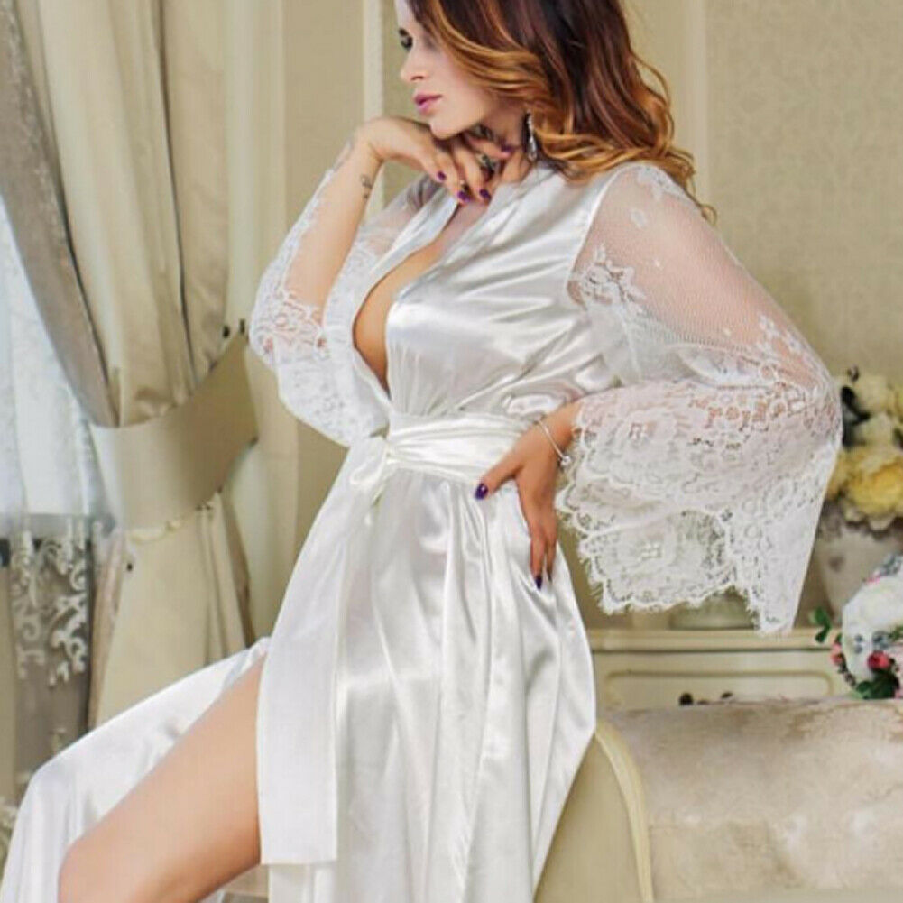 Bathrobes Lace Robe Nightgown Women Sleepwear - Muselune
