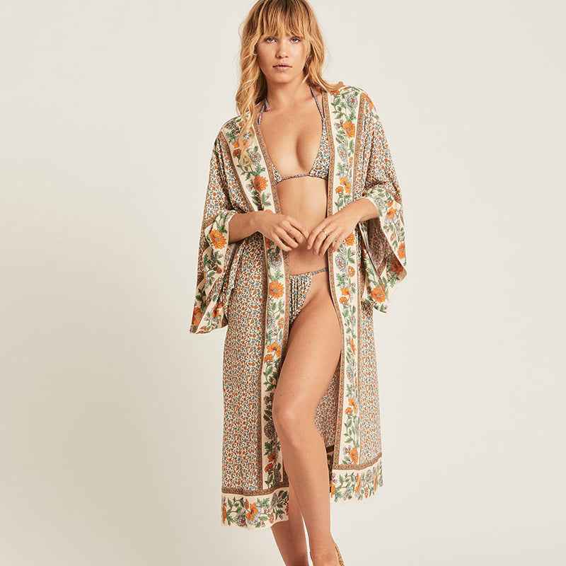 Cotton Beach Cover-Up – Printed Kaftan Tunic for Summer Swimwea - Muselune
