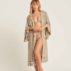 Cotton Beach Cover-Up – Printed Kaftan Tunic for Summer Swimwea - Muselune