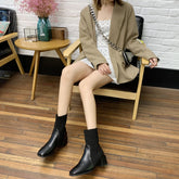 Niche Square Toe Thick Heel Socks Boots The Muse