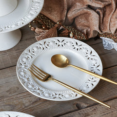 Hollow Relief Plate Afternoon Tea Tableware Dessert Plate Western Cuisine Plate Dim Sum Plate West Point Plate Muselune