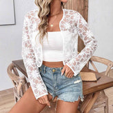 Lace Jacquard Slim Fit Short Coat - Muselune