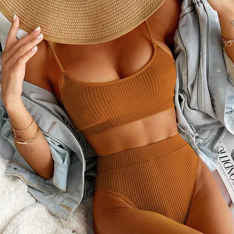 Ribbed High Waist Bikini Set – Push-Up, Sexy Cut, Trendy Swimwear - Muselune