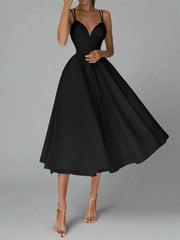 Sexy V-neck Suspender Dress Summer Fashion A-Line Long Dresses - Muselune