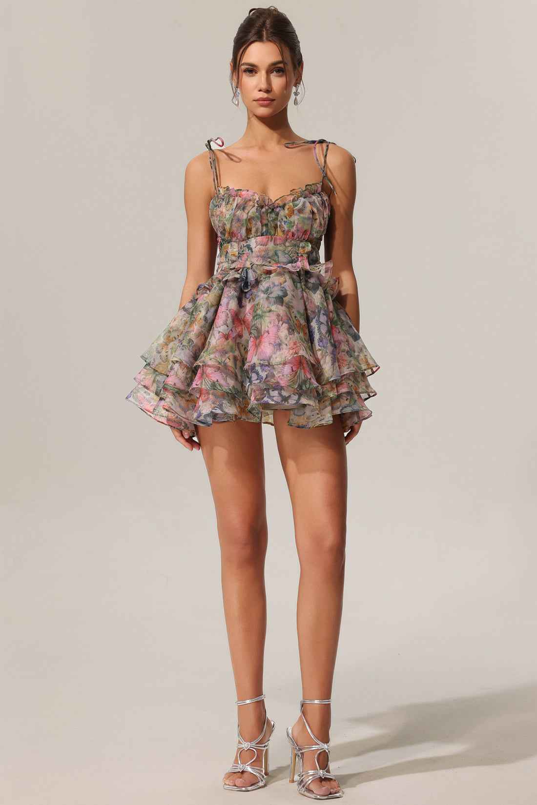 High Waist - Plants Design Short Dress - Muselune