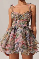 High Waist - Plants Design Short Dress - Muselune