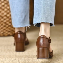 Chunky Hollow Buckle Closed Toe Sandals Heel The Muse