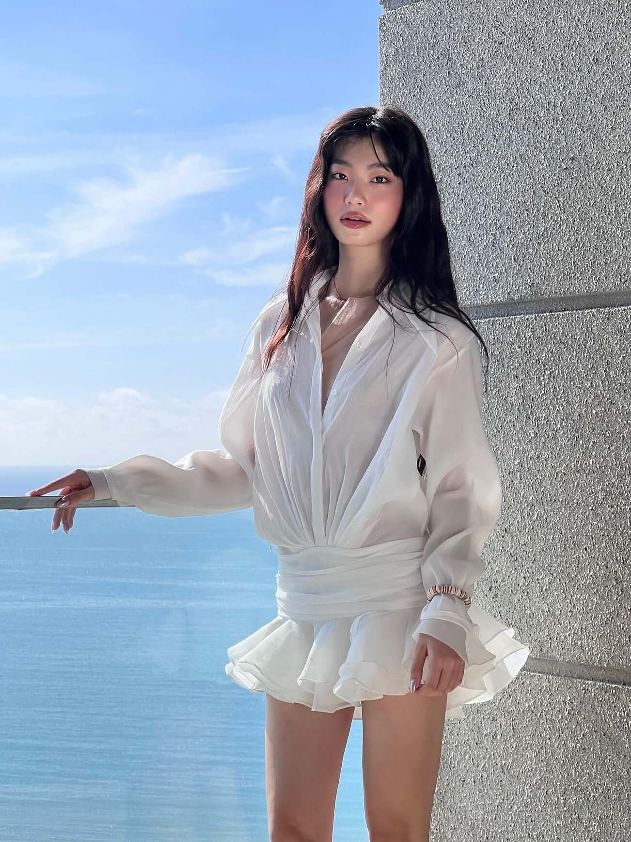 Lotus Leaf Shirt Dress – Elegant Ruffled Hem & Irregular A-Line Style - Muselune