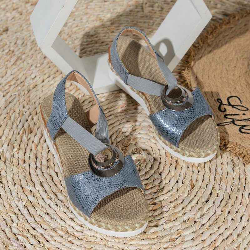 Peep Toe Serpentine Wedges Sandals| Circle Design Casual - Muselune