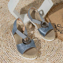Peep Toe Serpentine Wedges Sandals| Circle Design Casual - Muselune