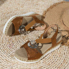 Peep Toe Serpentine Wedges Sandals| Circle Design Casual - Muselune