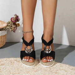 Peep Toe Serpentine Wedges Sandals| Circle Design Casual - Muselune