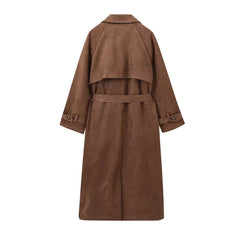 Vintage Double Breasted Lapel Shift Long Coat With Belt The Muse