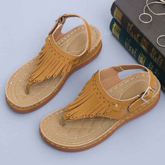 Women's Roman Cutout Thong Wedge Beach Sandals - Muselune