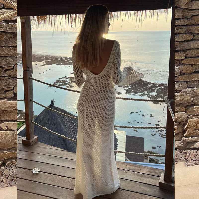 Knitted Hollow-Out Beach Cover-Up – Sun-Proof & Stylish - Muselune