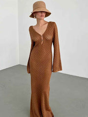 Knitted Hollow-Out Beach Cover-Up – Sun-Proof & Stylish - Muselune