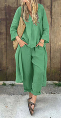 V-neck Long Suits Top with Pocket - Muselune