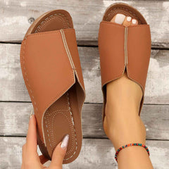 Summer Wedge Sandals – Peep-Toe, Thick Sole, Casual Outdoor Slides - Muselune