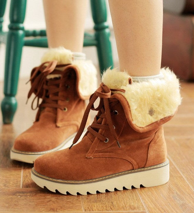 Frosted Fur Snow Lace Up Boots The Muse