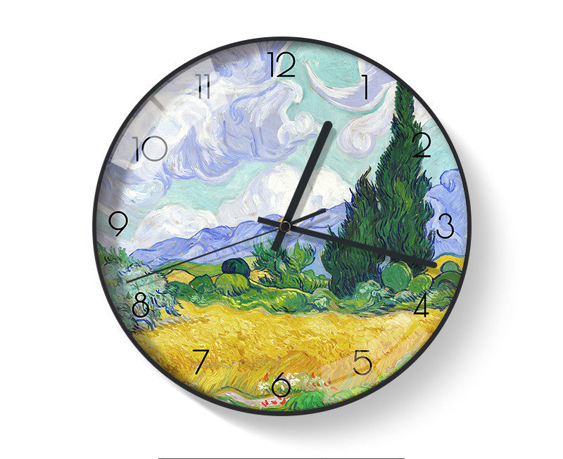 Van Gogh's Famous Painting, Harvest, Starry Sky, Silent Cartoon Clock The Muse