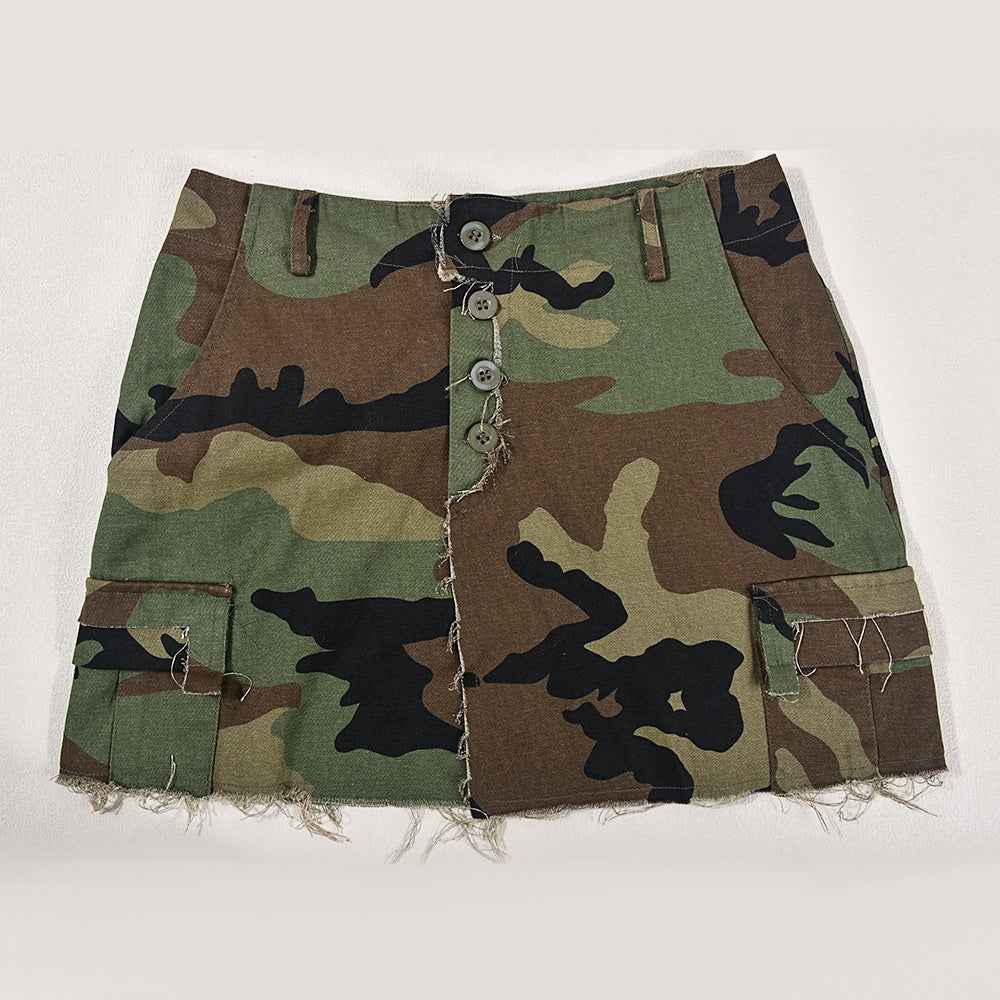 Vintage Camouflage Skirt – A-Line Streetwear Style - Muselune