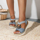 Peep Toe Serpentine Wedges Sandals| Circle Design Casual - Muselune