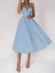 Sexy V-neck Suspender Dress Summer Fashion A-Line Long Dresses - Muselune
