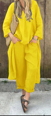 V-neck Long Suits Top with Pocket - Muselune