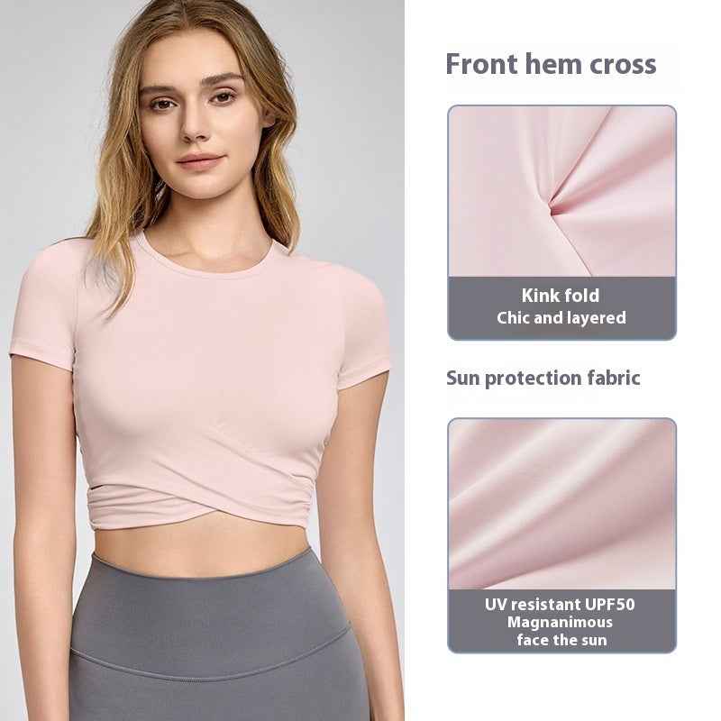 Cross Pleated Yoga Top