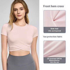 Cross Pleated Yoga Top