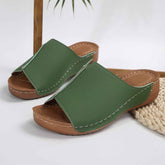 Summer Wedge Sandals – Peep-Toe, Thick Sole, Casual Outdoor Slides - Muselune
