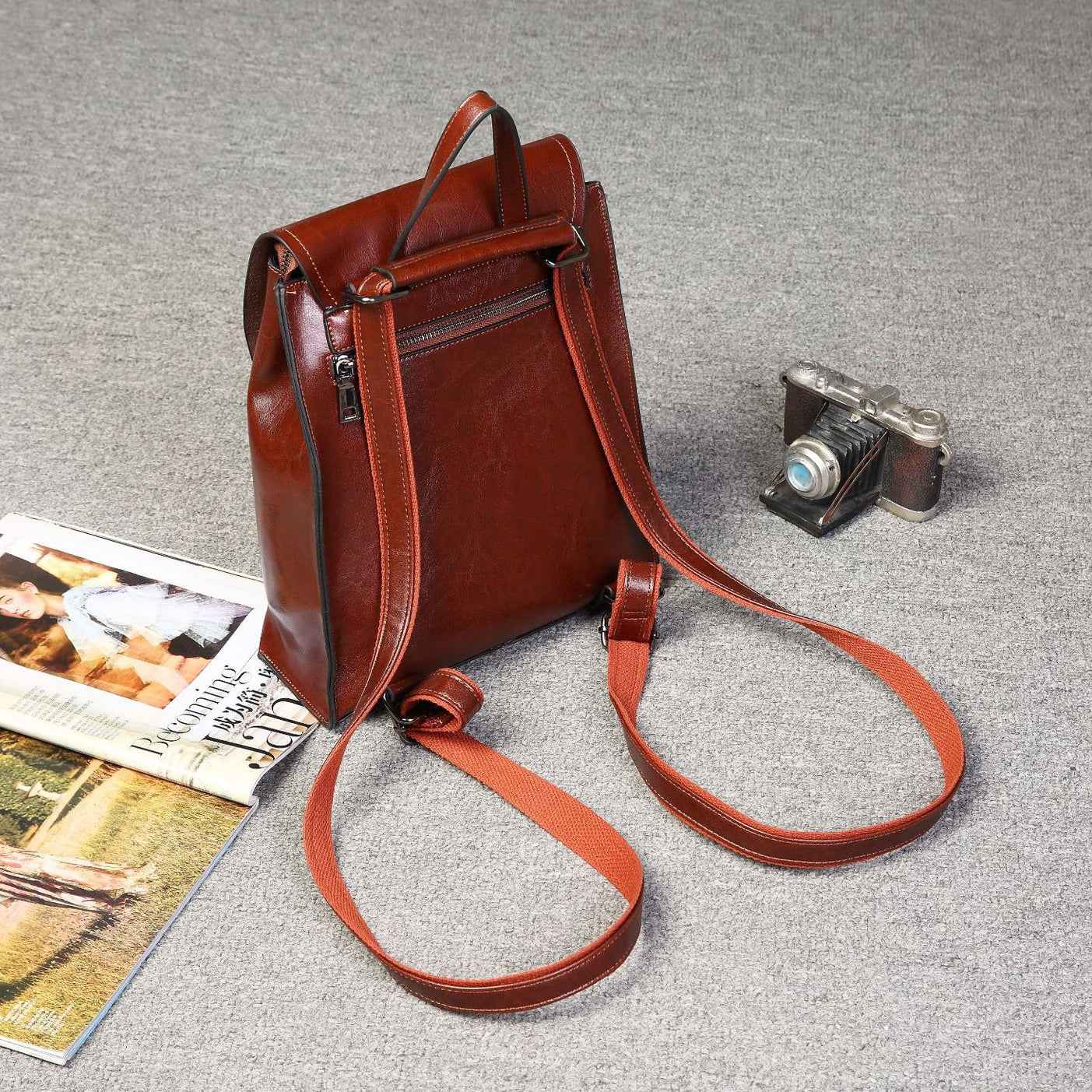 Genuine Leather Messenger Retro Backpack - Muselune
