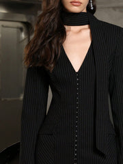 V-neck Long Sleeve Shirt High Waist Sheath Dress The Muse