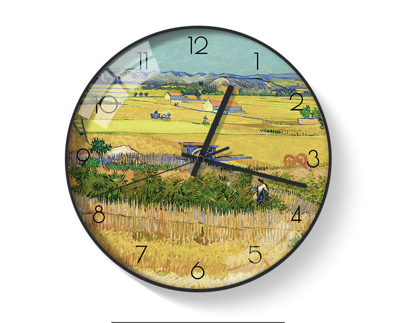 Van Gogh's Famous Painting, Harvest, Starry Sky, Silent Cartoon Clock The Muse