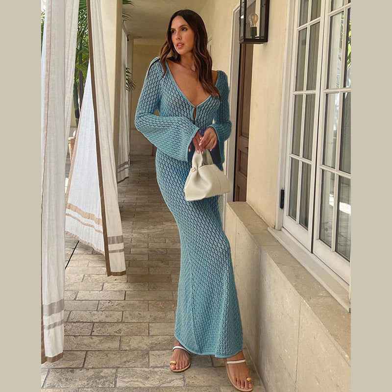 Knitted Hollow-Out Beach Cover-Up – Sun-Proof & Stylish - Muselune