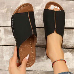 Summer Wedge Sandals – Peep-Toe, Thick Sole, Casual Outdoor Slides - Muselune