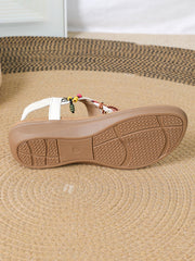 Boho Ethnic Flat Sandals – Pendant Accent Flip-Flops - Muselune