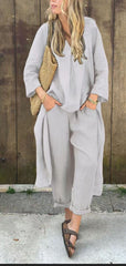 V-neck Long Suits Top with Pocket - Muselune