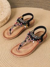Boho Ethnic Flat Sandals – Pendant Accent Flip-Flops - Muselune