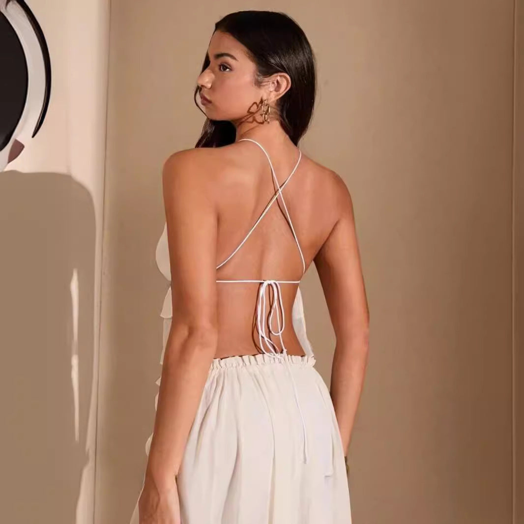 Comfort And Casual Backless Set Long Dress - Muselune